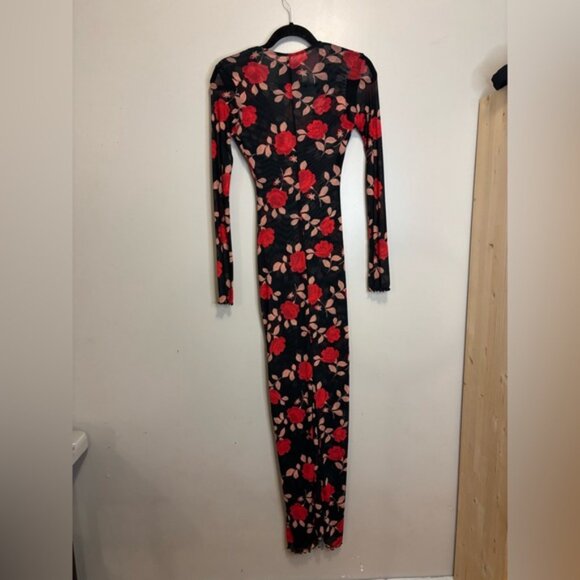 RESA Black and Red Floral Long Sleeve Dress - Picture 4 of 5